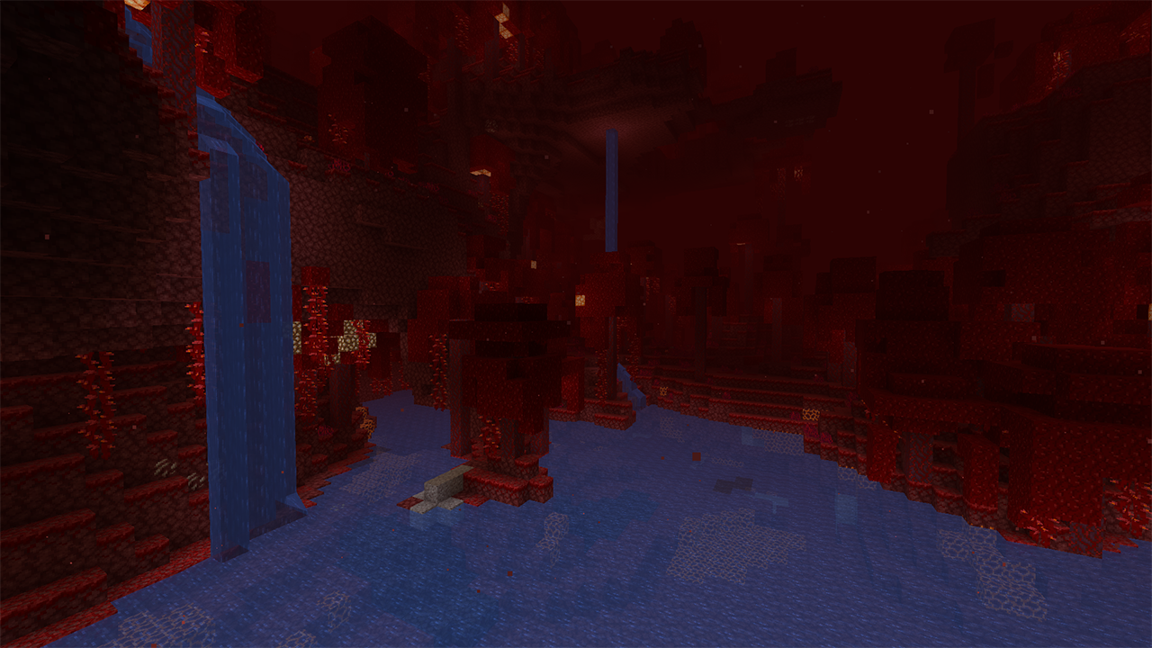 Screenshot of water in the Nether